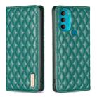 For Motorola Moto G71 Diamond Lattice Magnetic Leather Flip Phone Case(Green) - 1