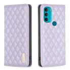 For Motorola Moto G71 Diamond Lattice Magnetic Leather Flip Phone Case(Purple) - 1