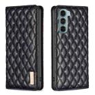 For Motorola Moto G200 5G / Edge S30 5G Diamond Lattice Magnetic Leather Flip Phone Case(Black) - 1