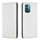 For Nokia G11 / G21 Diamond Lattice Magnetic Leather Flip Phone Case(White) - 1