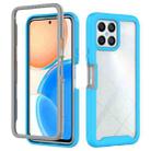 For Honor X8 4G Starry Sky Solid Color Shockproof TPU Clear PC Phone Case(Sky Blue) - 1