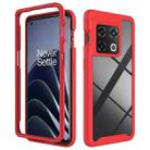 For OnePlus 10 Pro Starry Sky Solid Color Shockproof TPU Clear PC Phone Case(Red) - 1