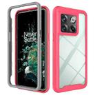 For OnePlus 10T Starry Sky Solid Color Shockproof TPU Clear PC Phone Case(Frosted Pink) - 1