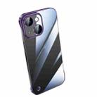 For iPhone 14 Electroplating Frameless Clear PC Phone Case(Purple) - 1