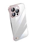 For iPhone 14 Pro Max Electroplating Frameless Clear PC Phone Case(Pink) - 1