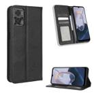 For Motorola Moto E22 / E22i Magnetic Buckle Retro Texture Leather Phone Case(Black) - 1