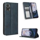 For Motorola Moto E22 / E22i Magnetic Buckle Retro Texture Leather Phone Case(Blue) - 1