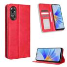 For OPPO A17 Magnetic Buckle Retro Texture Leather Phone Case(Red) - 1