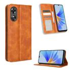 For OPPO A17 Magnetic Buckle Retro Texture Leather Phone Case(Brown) - 1