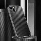 For iPhone 14 Metal Frame Carbon Fiber Phone Case(Black) - 1