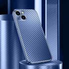 For iPhone 14 Metal Frame Carbon Fiber Phone Case(Blue) - 1