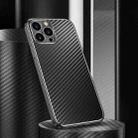 For iPhone 14 Pro Metal Frame Carbon Fiber Phone Case(Black) - 1
