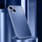 For iPhone 14 Pro Metal Frame Carbon Fiber Phone Case(Blue) - 1