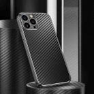 For iPhone 14 Pro Max Metal Frame Carbon Fiber Phone Case(Black) - 1