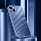 For iPhone 14 Pro Max Metal Frame Carbon Fiber Phone Case(Blue) - 1