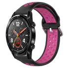 For Huawei Watch GT 46mm / 42mm 22mm Clasp Two Color Sport Watch Band (Blue + Magenta) - 1