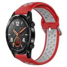 For Huawei Watch GT 46mm / 42mm 22mm Clasp Two Color Sport Watch Band(Red + Grey) - 1