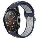 For Huawei Watch GT 46mm / 42mm 22mm Clasp Two Color Sport Watch Band(Blue + Grey) - 1