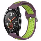 For Huawei Watch GT 46mm / 42mm 22mm Clasp Two Color Sport Watch Band(Purple + Green) - 1
