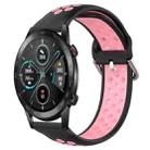 For Huawei Honor Magic Watch 2 46mm 22mm Clasp Two Color Sport Watch Band (Black Pink) - 1