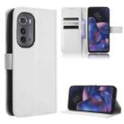 For Motorola Edge 2022 Diamond Texture Leather Phone Case(White) - 1
