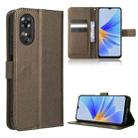 For OPPO A17 Diamond Texture Leather Phone Case(Brown) - 1