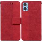 For Motorola Moto E22/E22i Geometric Embossed Flip Leather Phone Case(Red) - 1