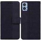 For Motorola Moto E22/E22i Geometric Embossed Flip Leather Phone Case(Black) - 1