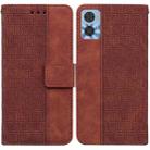 For Motorola Moto E22/E22i Geometric Embossed Flip Leather Phone Case(Brown) - 1