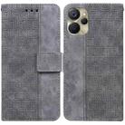 For Realme 9i 5G Geometric Embossed Flip Leather Phone Case(Grey) - 1