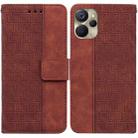 For Realme 9i 5G Geometric Embossed Flip Leather Phone Case(Brown) - 1