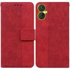 For Tecno Camon 19 Neo Geometric Embossed Flip Leather Phone Case(Red) - 1