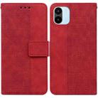 For Xiaomi Redmi A1 Geometric Embossed Flip Leather Phone Case(Red) - 1