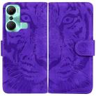 For Infinix Hot 12 Pro Tiger Embossing Pattern Horizontal Flip Leather Phone Case(Purple) - 1