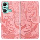 For Infinix Hot 12 Pro Tiger Embossing Pattern Horizontal Flip Leather Phone Case(Pink) - 1