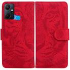 For Infinix Smart 6 Plus Tiger Embossing Pattern Horizontal Flip Leather Phone Case(Red) - 1