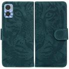 For Motorola Moto E22/E22i Tiger Embossing Pattern Horizontal Flip Leather Phone Case(Green) - 1