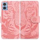 For Motorola Moto E22/E22i Tiger Embossing Pattern Horizontal Flip Leather Phone Case(Pink) - 1