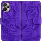 For Realme 9i 5G Tiger Embossing Pattern Horizontal Flip Leather Phone Case(Purple) - 1