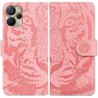 For Realme 9i 5G Tiger Embossing Pattern Horizontal Flip Leather Phone Case(Pink) - 1
