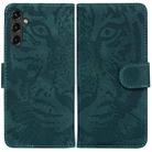 For Samsung Galaxy A14 5G Tiger Embossing Pattern Horizontal Flip Leather Phone Case(Green) - 1