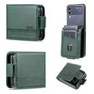 For Samsung Galaxy Z Flip4 5G AZNS Magnetic Calf Texture Flip Leather Phone Case(Dark Green) - 1