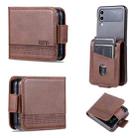 For Samsung Galaxy Z Flip3 5G AZNS Magnetic Calf Texture Flip Leather Phone Case(Dark Brown) - 1