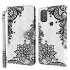 For Motorola Moto G Power 2022 3D Painting Pattern TPU + PU Phone Case(Diagonal Black Flower) - 1