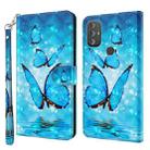 For Motorola Moto G Power 2022 3D Painting Pattern TPU + PU Phone Case(Three Butterflies) - 1