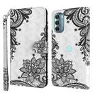 For Motorola Moto G Stylus 5G 2022 3D Painting Pattern TPU + PU Phone Case(Diagonal Black Flower) - 1