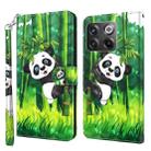 For OnePlus 10T 3D Painting Pattern TPU + PU Phone Case(Panda Climbing Bamboo) - 1