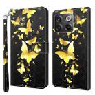 For OnePlus 10T 3D Painting Pattern TPU + PU Phone Case(Gold Butterfly) - 1