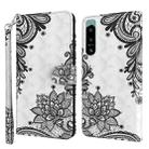 For Sony Xperia 5 IV 3D Painting Pattern TPU + PU Phone Case(Diagonal Black Flower) - 1