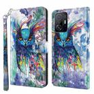 For Xiaomi 11T Pro 3D Painting Pattern TPU + PU Phone Case(Watercolor Owl) - 1